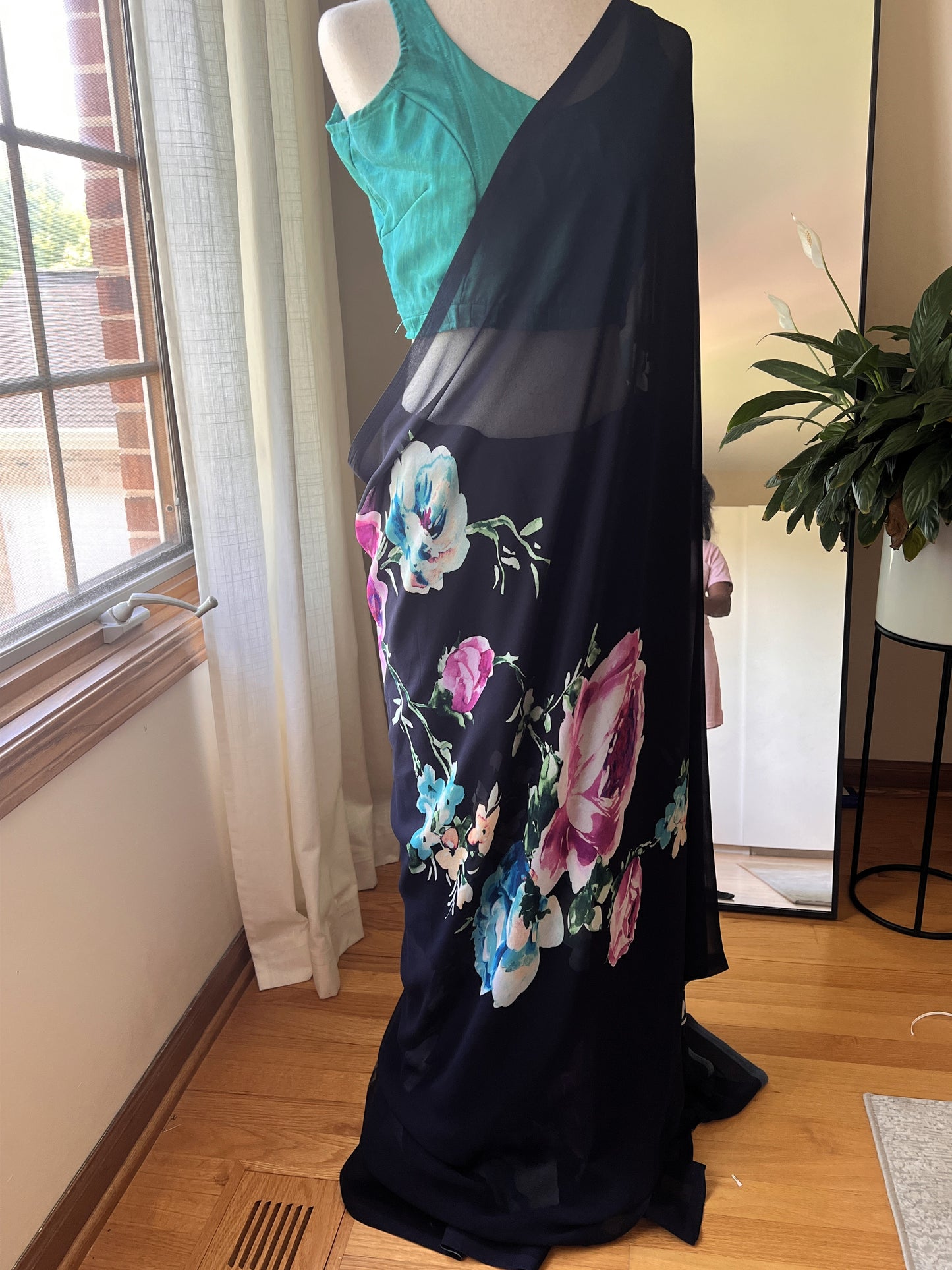 Black Floral Georgette Saree