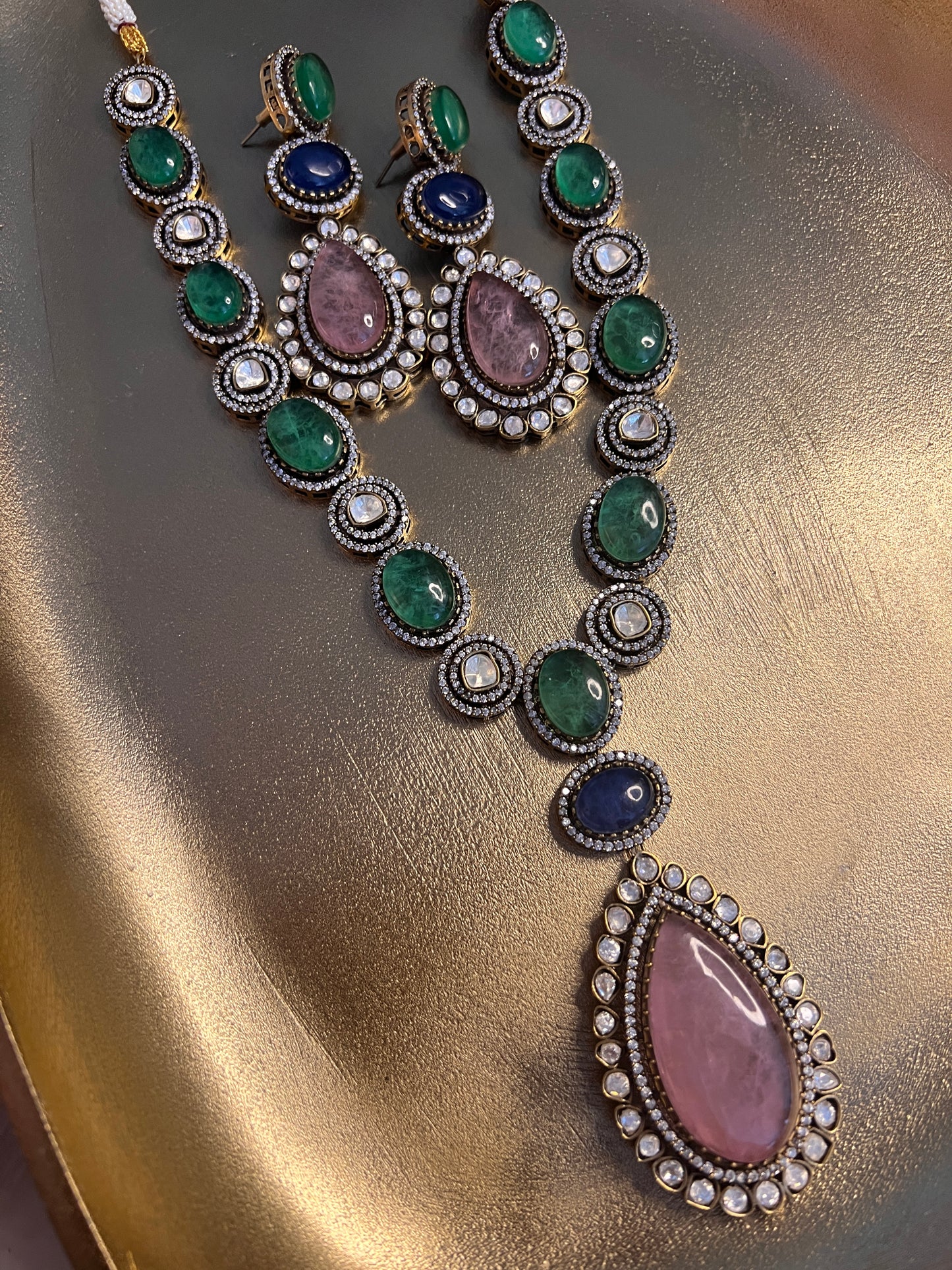 Precious Stone Statement Necklace Set