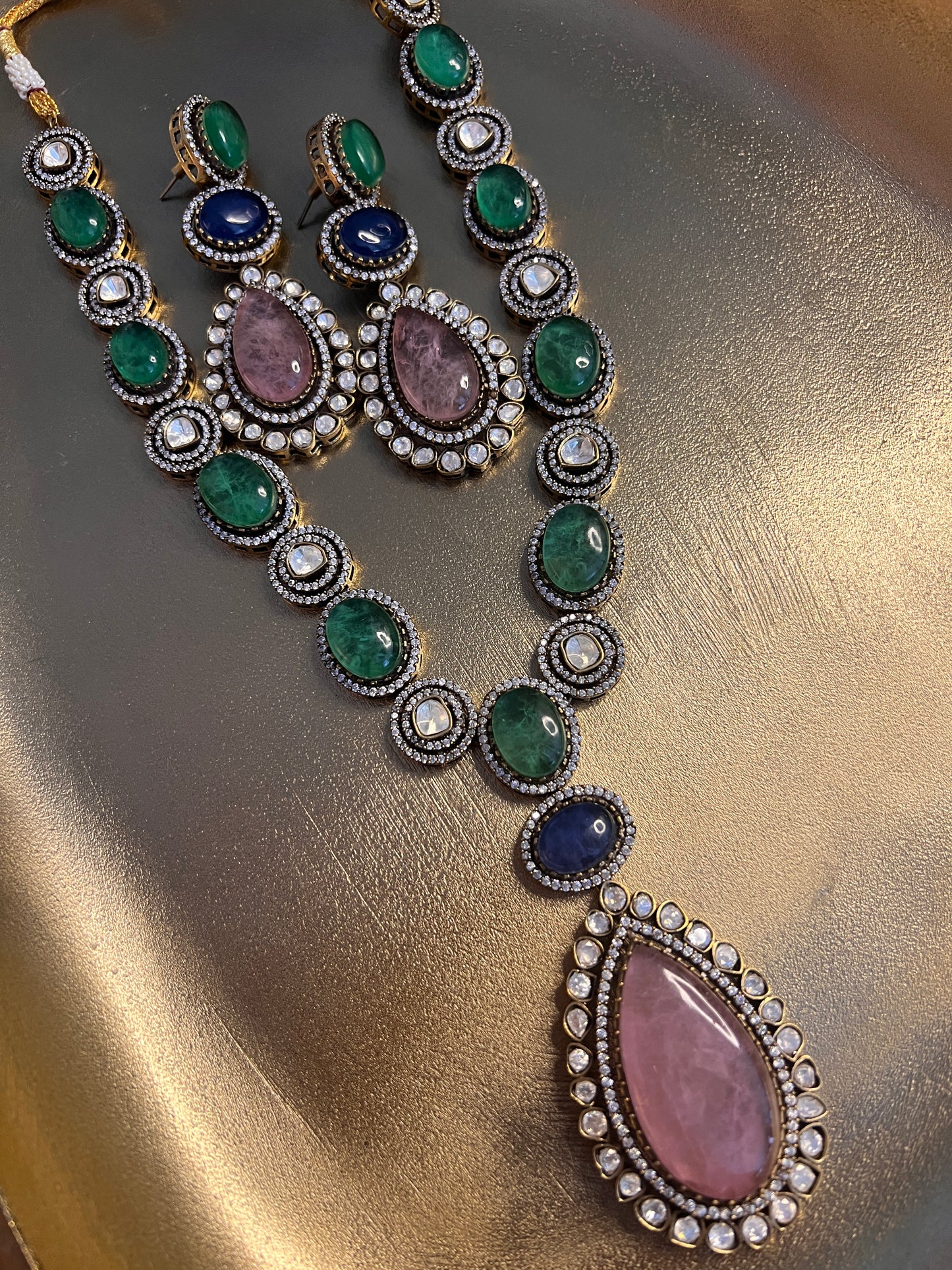 Precious Stone Statement Necklace Set