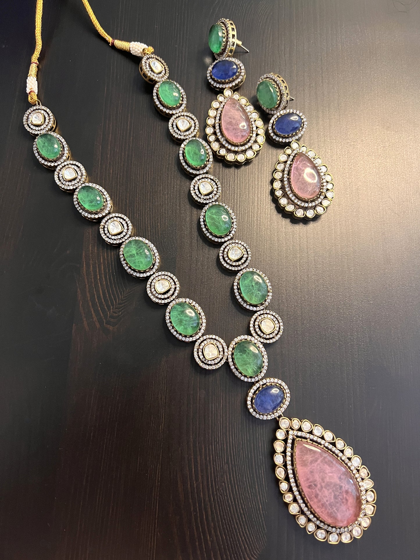 Precious Stone Statement Necklace Set
