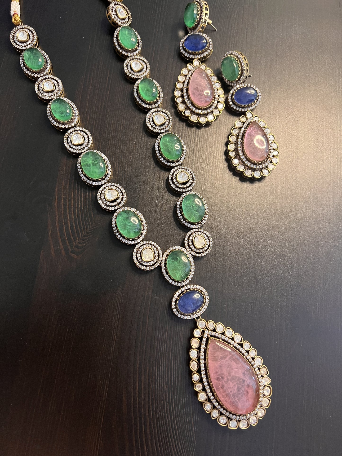 Precious Stone Statement Necklace Set