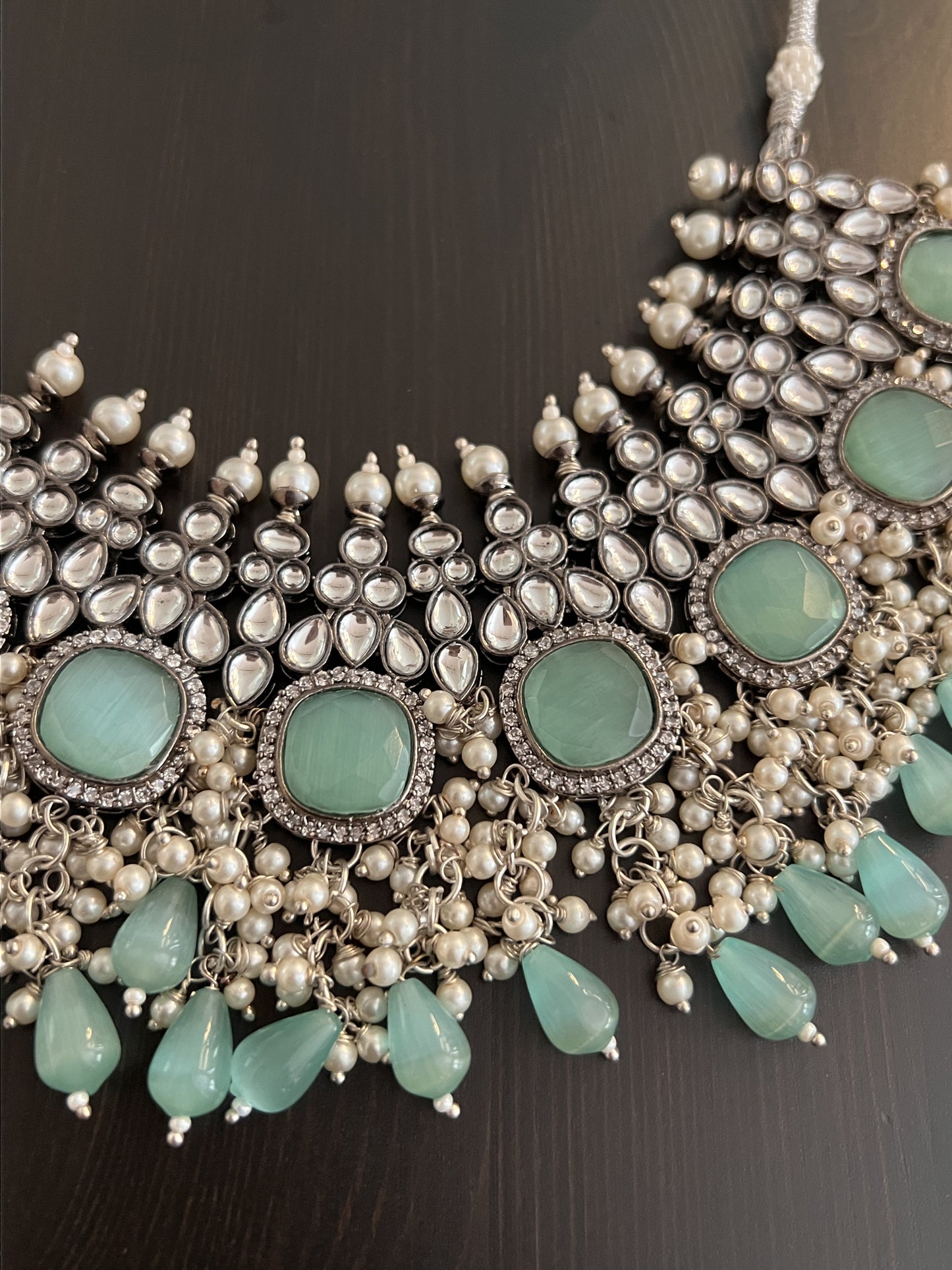 Green Statement Necklace Set