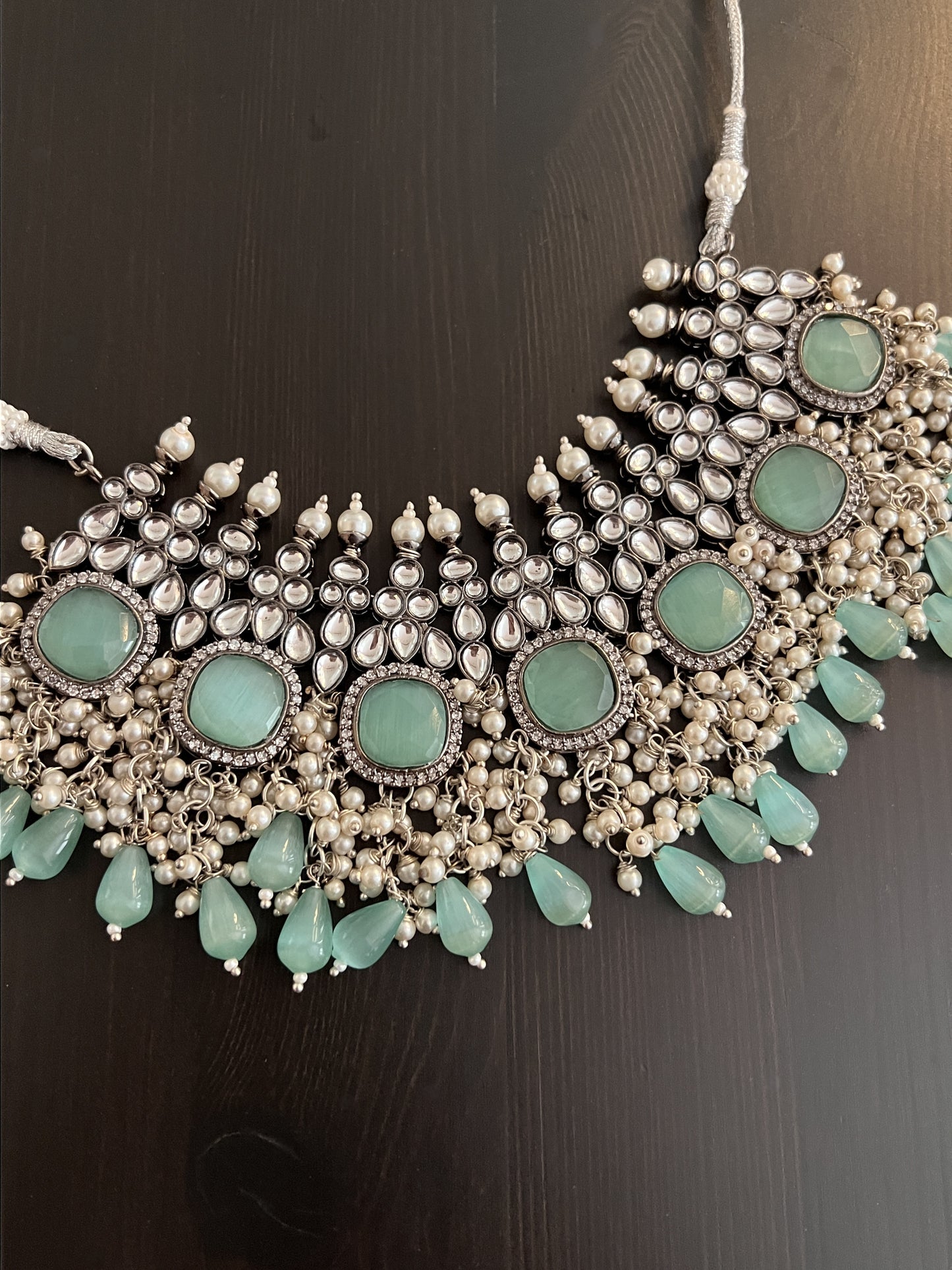 Green Statement Necklace Set
