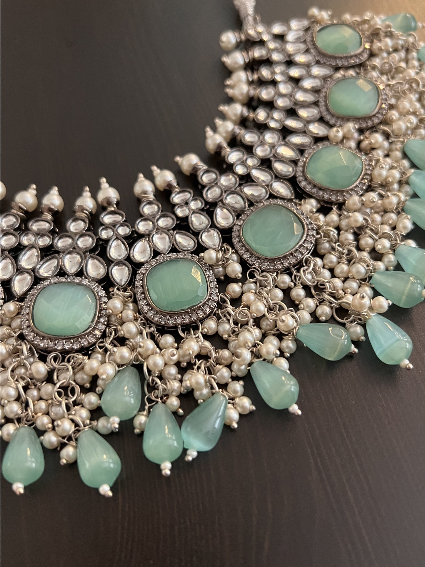 Green Statement Necklace Set