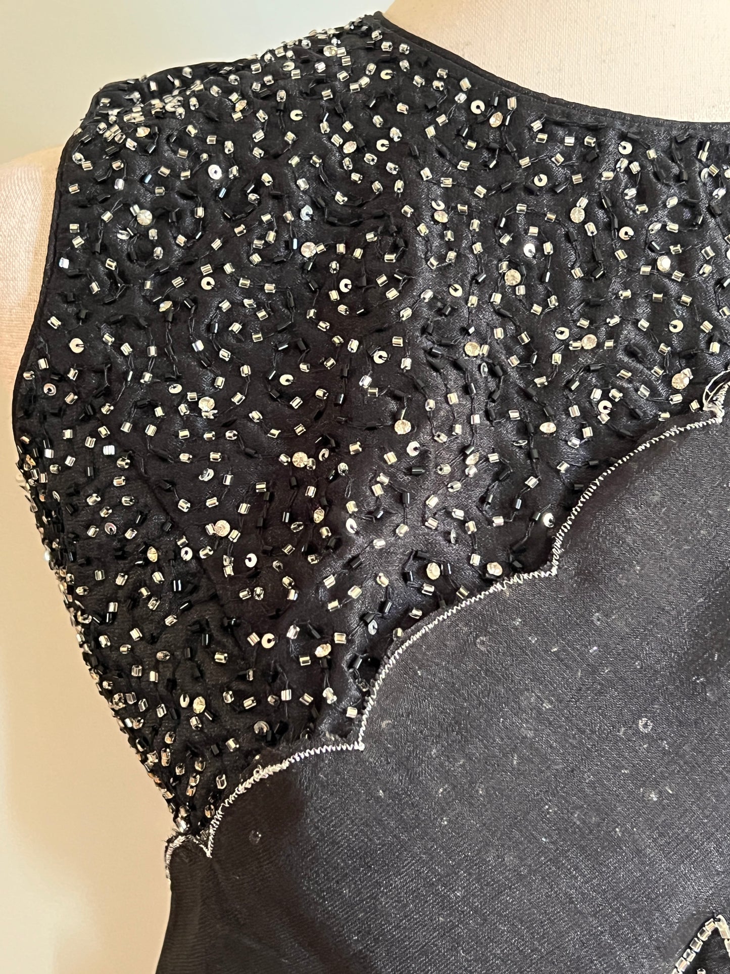 Black Fancy Silk Saree with Stitched Sleeveless Blouse (Size - M) (Size-38)