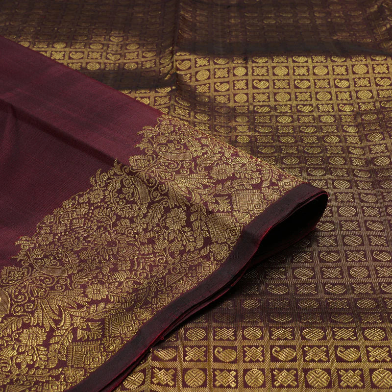 Maroon Burgundy Color Kanchipuram Pure Silk Saree