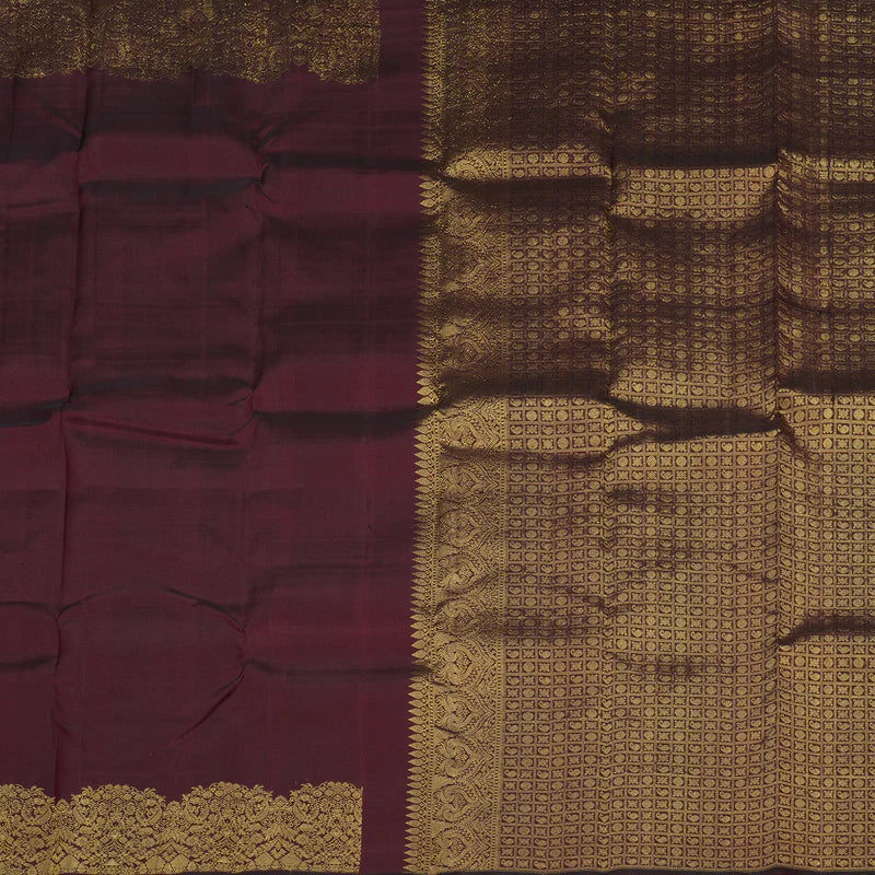 Maroon Burgundy Color Kanchipuram Pure Silk Saree