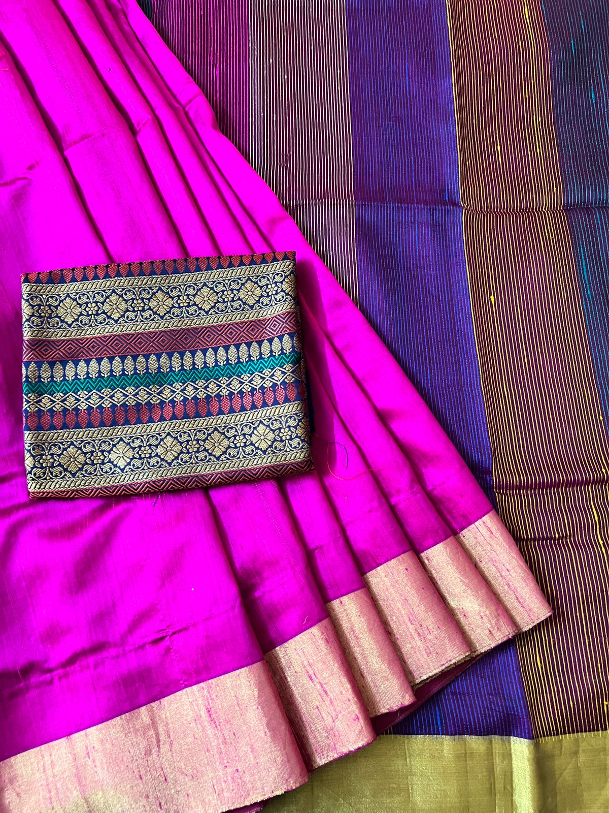 Pink Raw Silk Saree Only