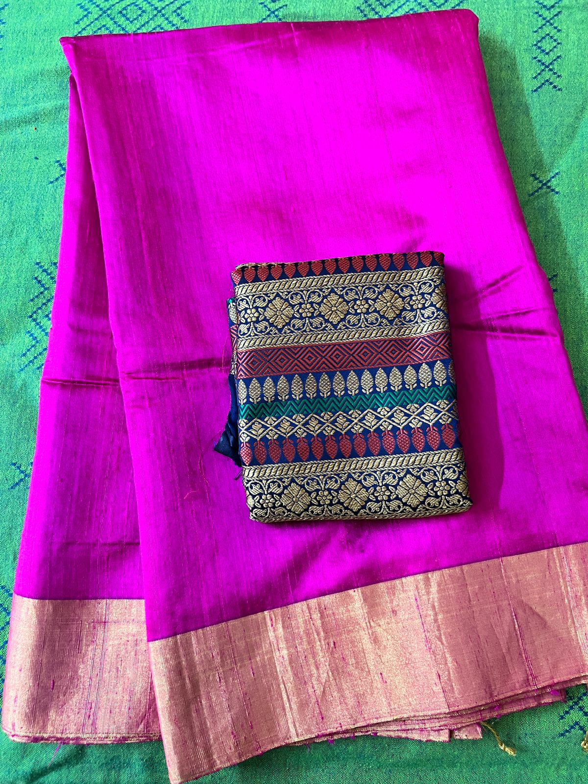 Pink Raw Silk Saree Only