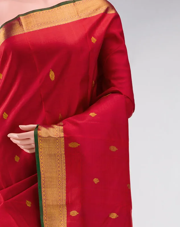 Pure Silk Pure Zari Brick Orange Dual Tone Kanchipuram Saree