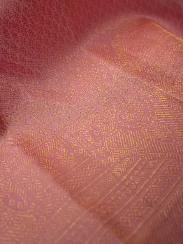 Rose Pink light weight Kanchipuram Silk Saree with Unstitched running blouse material