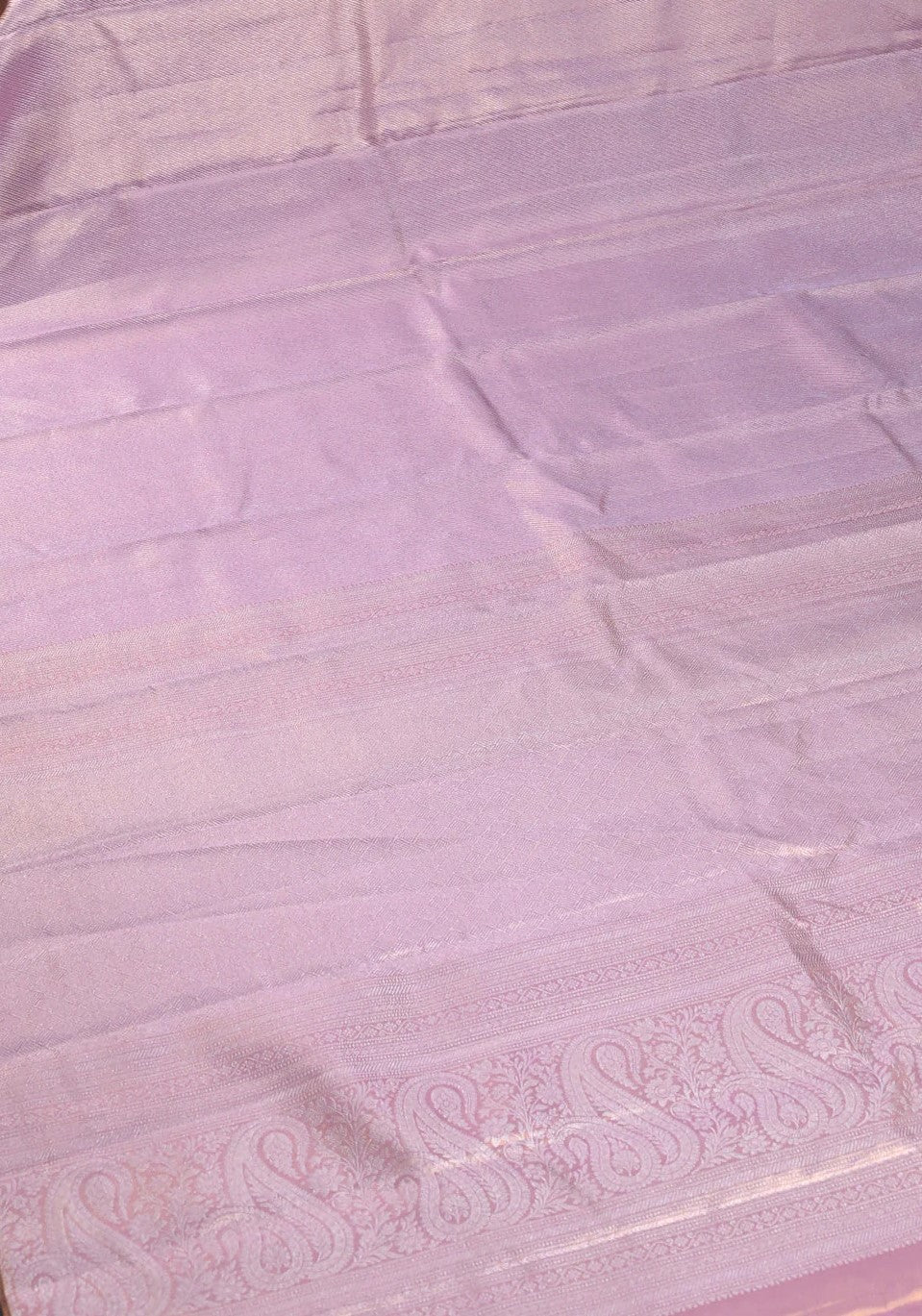 Pastel Pink Pure Tissue Kanchipuram Silk Saree allover silver zari woven brocade weaves