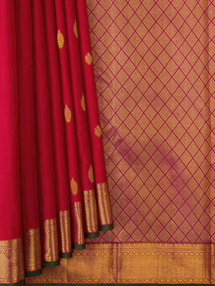 Pure Silk Pure Zari Brick Orange Dual Tone Kanchipuram Saree