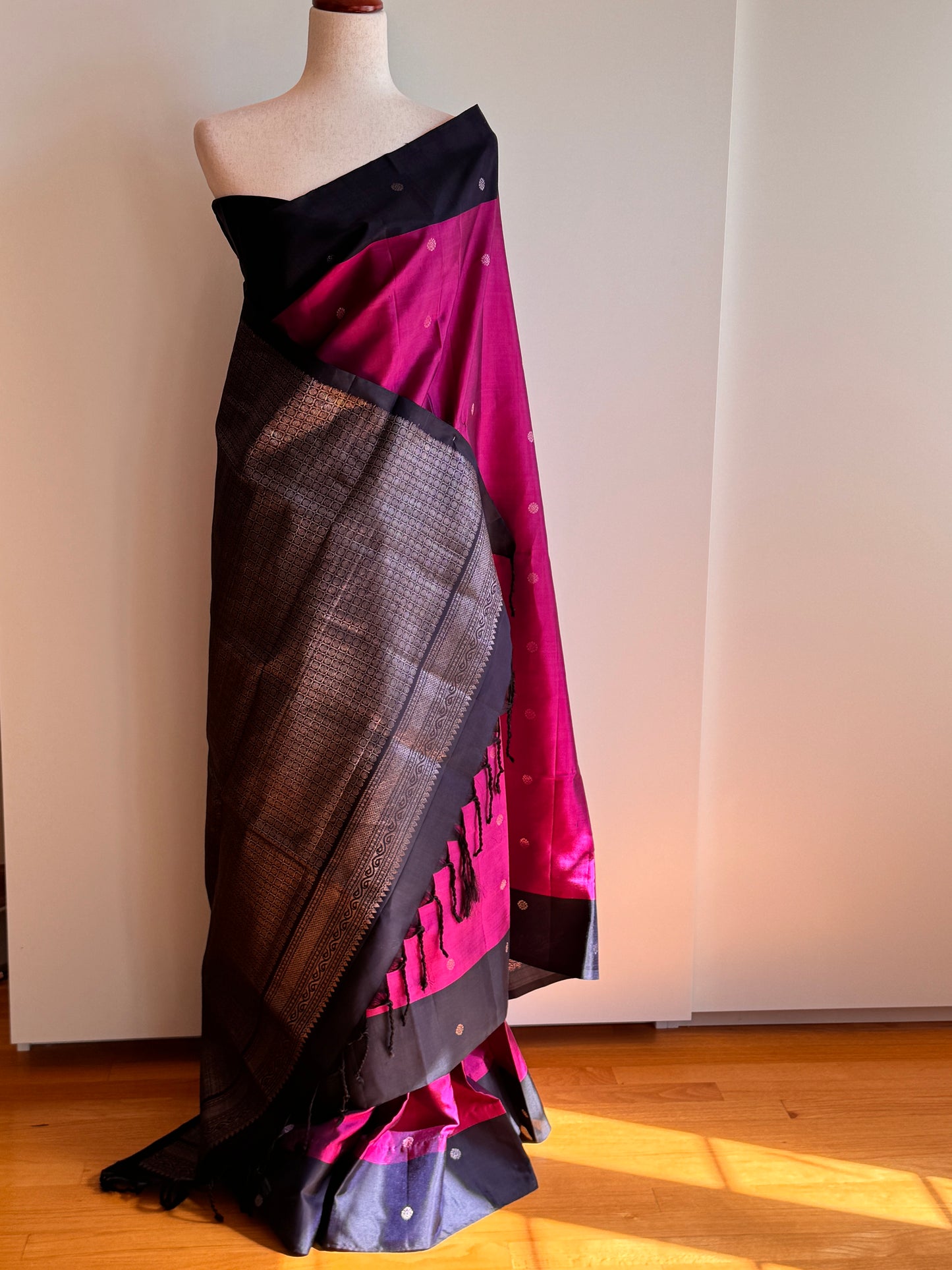 Dark Blue and Pink Soft Silk Saree