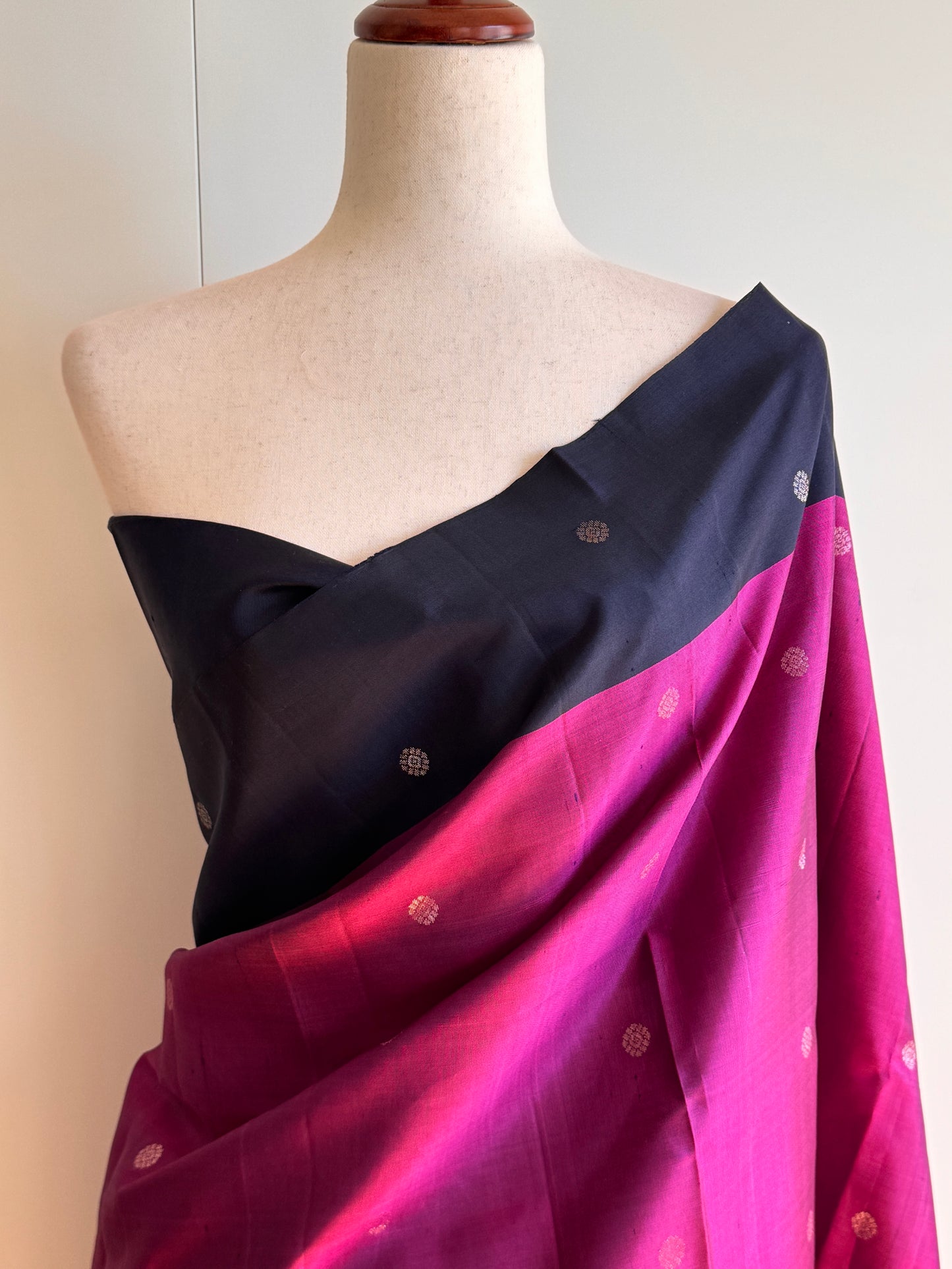 Dark Blue and Pink Soft Silk Saree