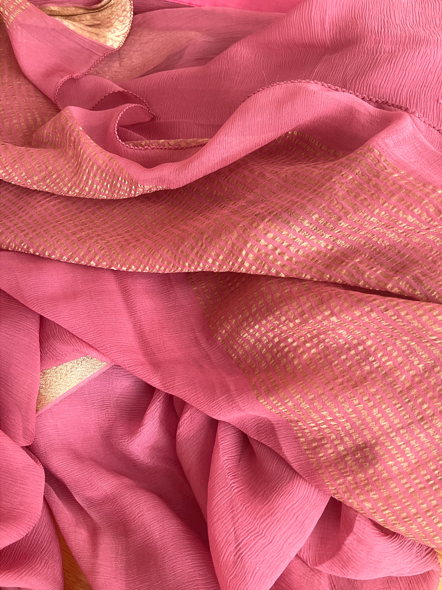 Pink Mysore Chiffon Saree