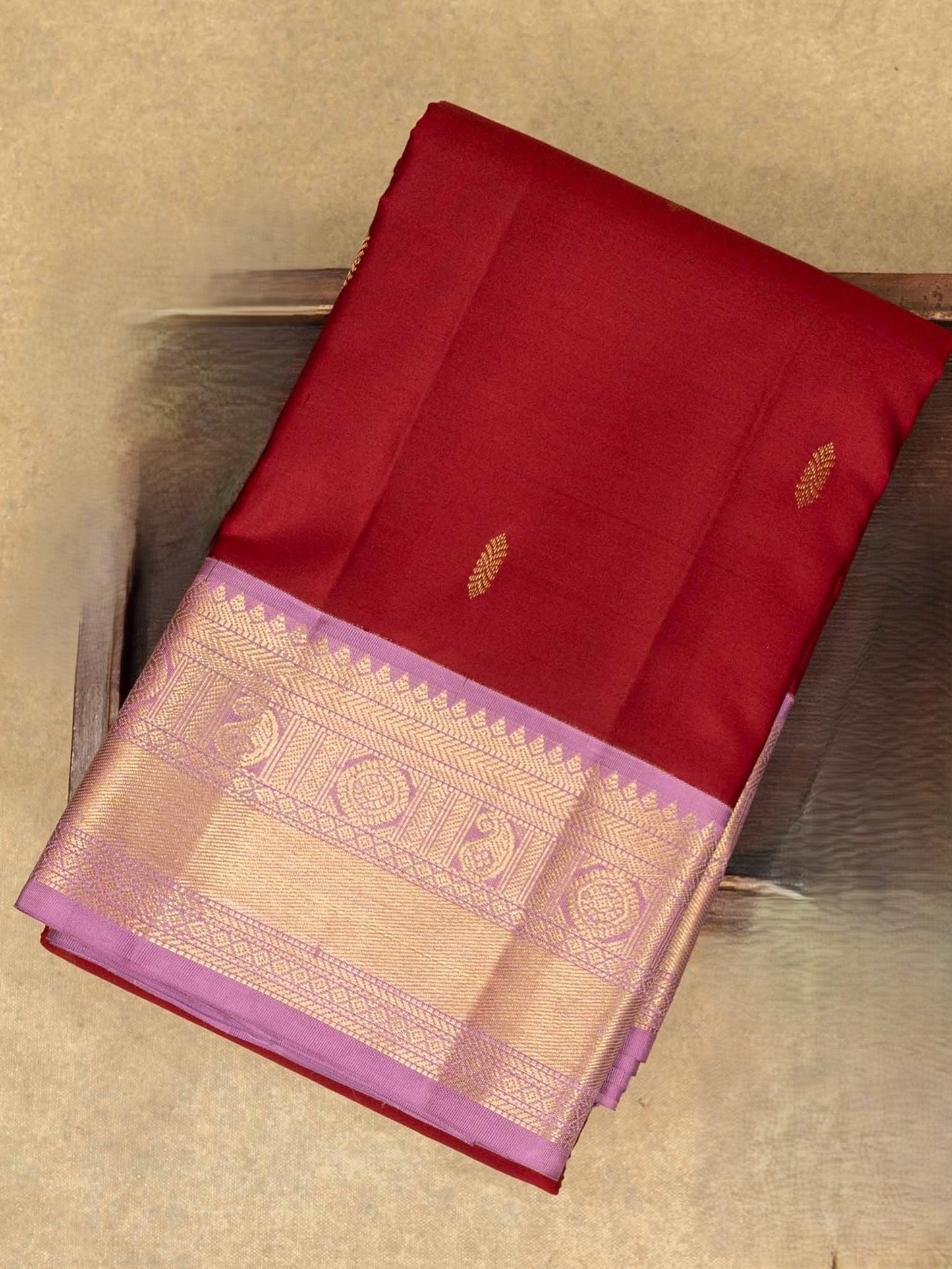 Maroon Pure Silk Saree with Contrast Border