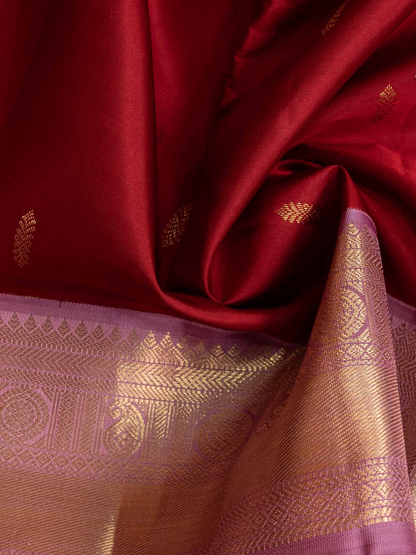 Maroon Pure Silk Saree with Contrast Border