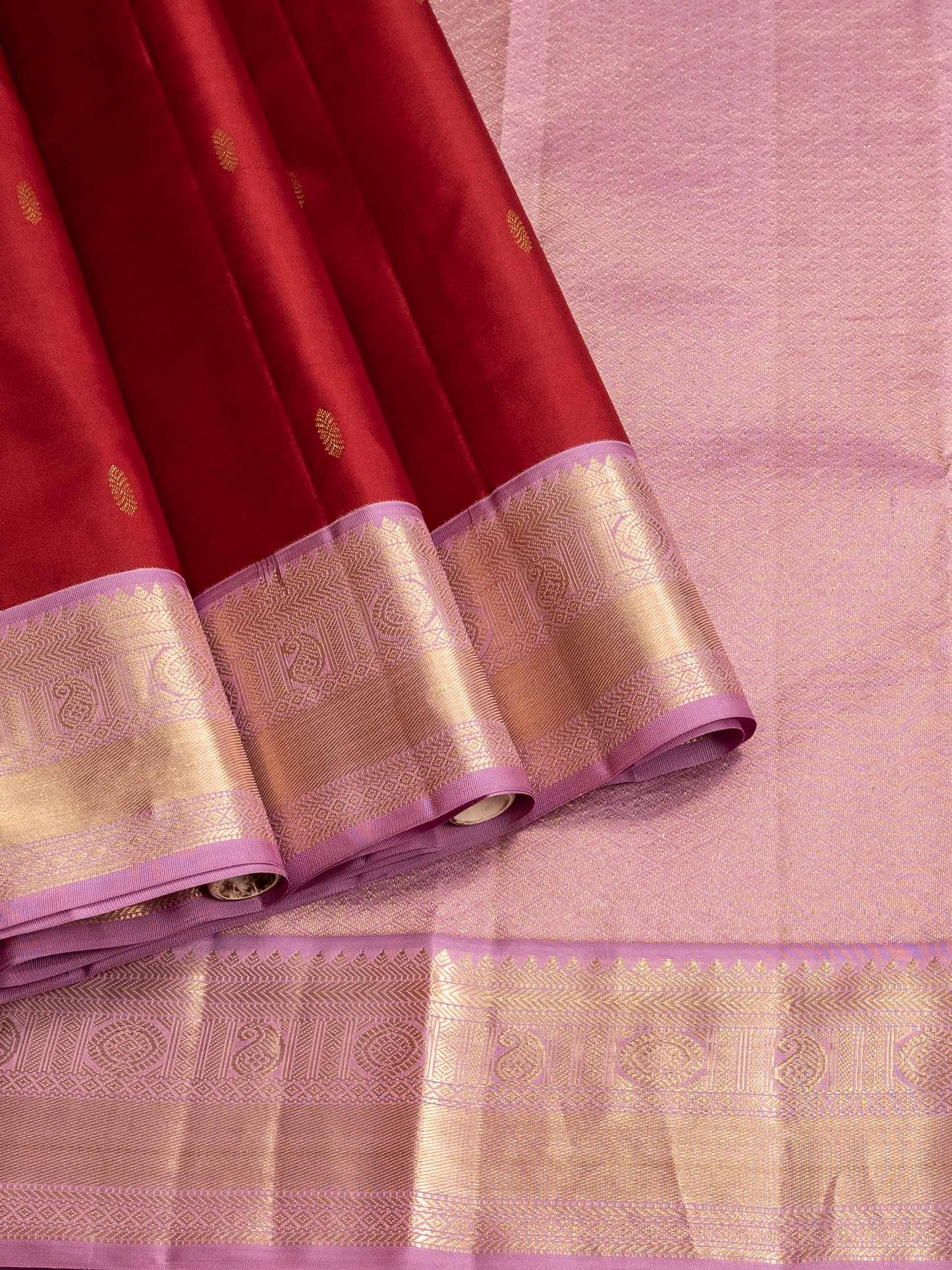 Maroon Pure Silk Saree with Contrast Border