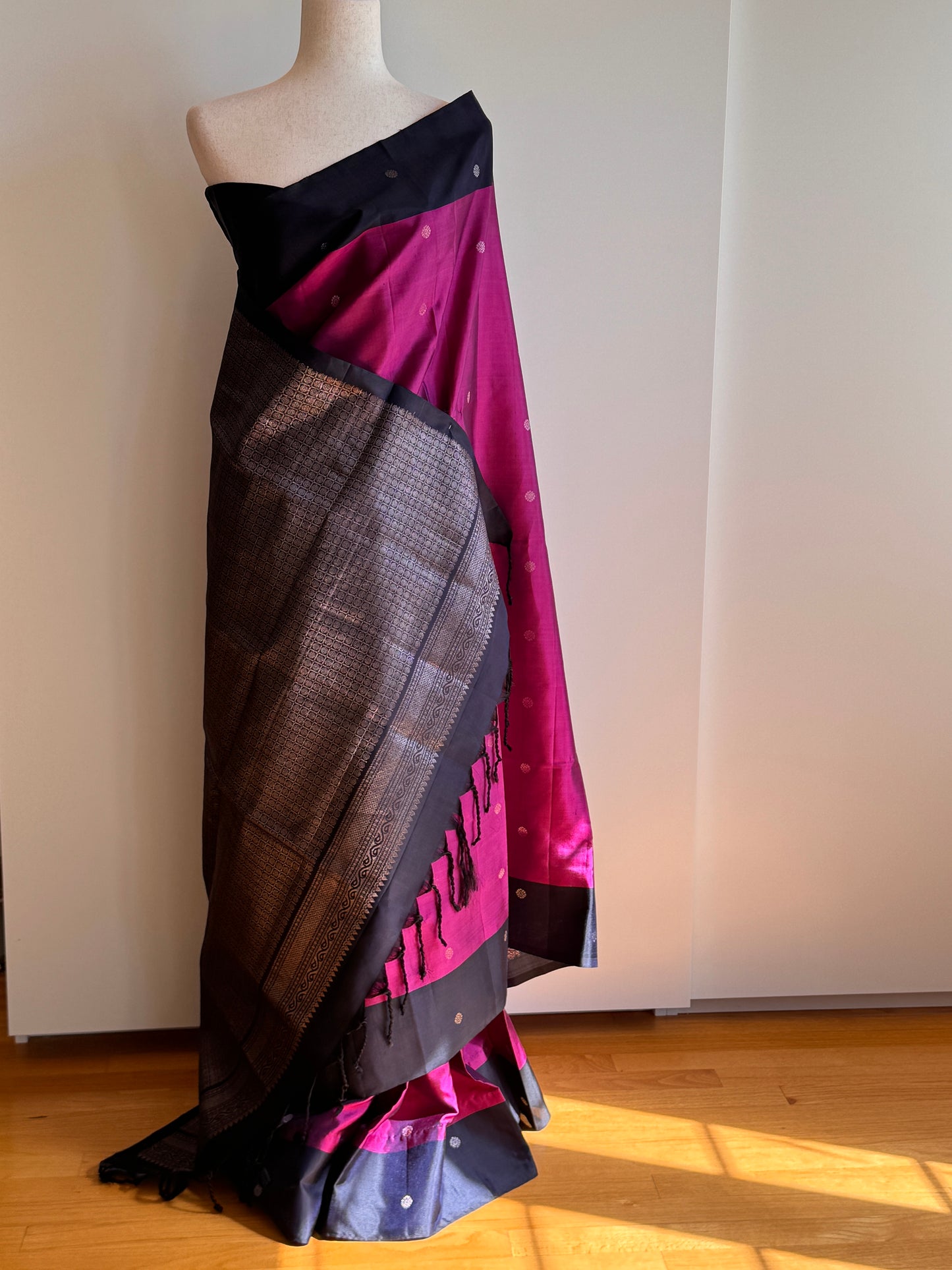 Dark Blue and Pink Soft Silk Saree