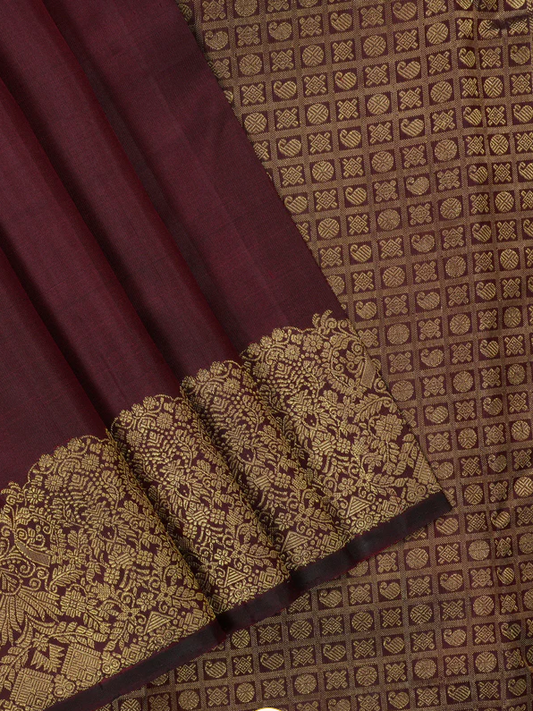 Maroon Burgundy Color Kanchipuram Pure Silk Saree