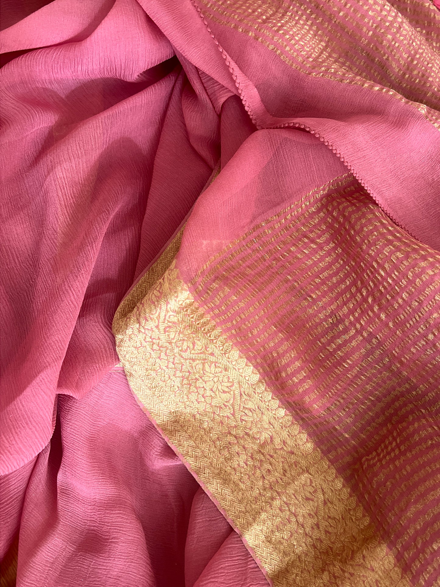 Pink Mysore Chiffon Saree