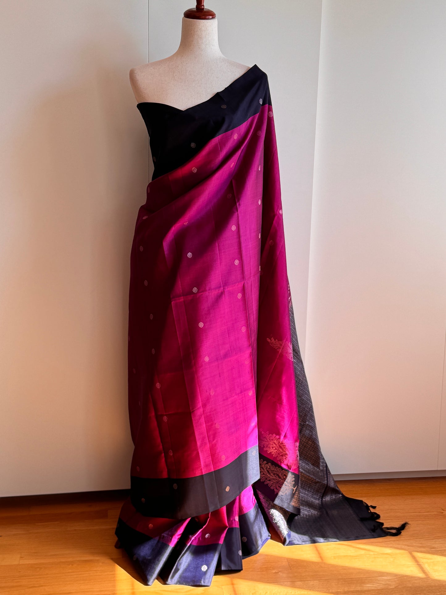 Dark Blue and Pink Soft Silk Saree