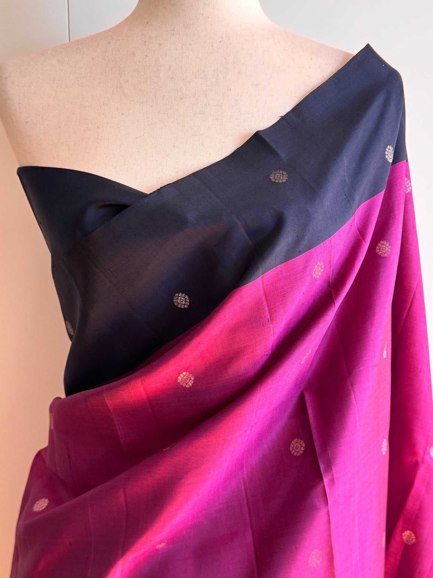 Dark Blue and Pink Soft Silk Saree