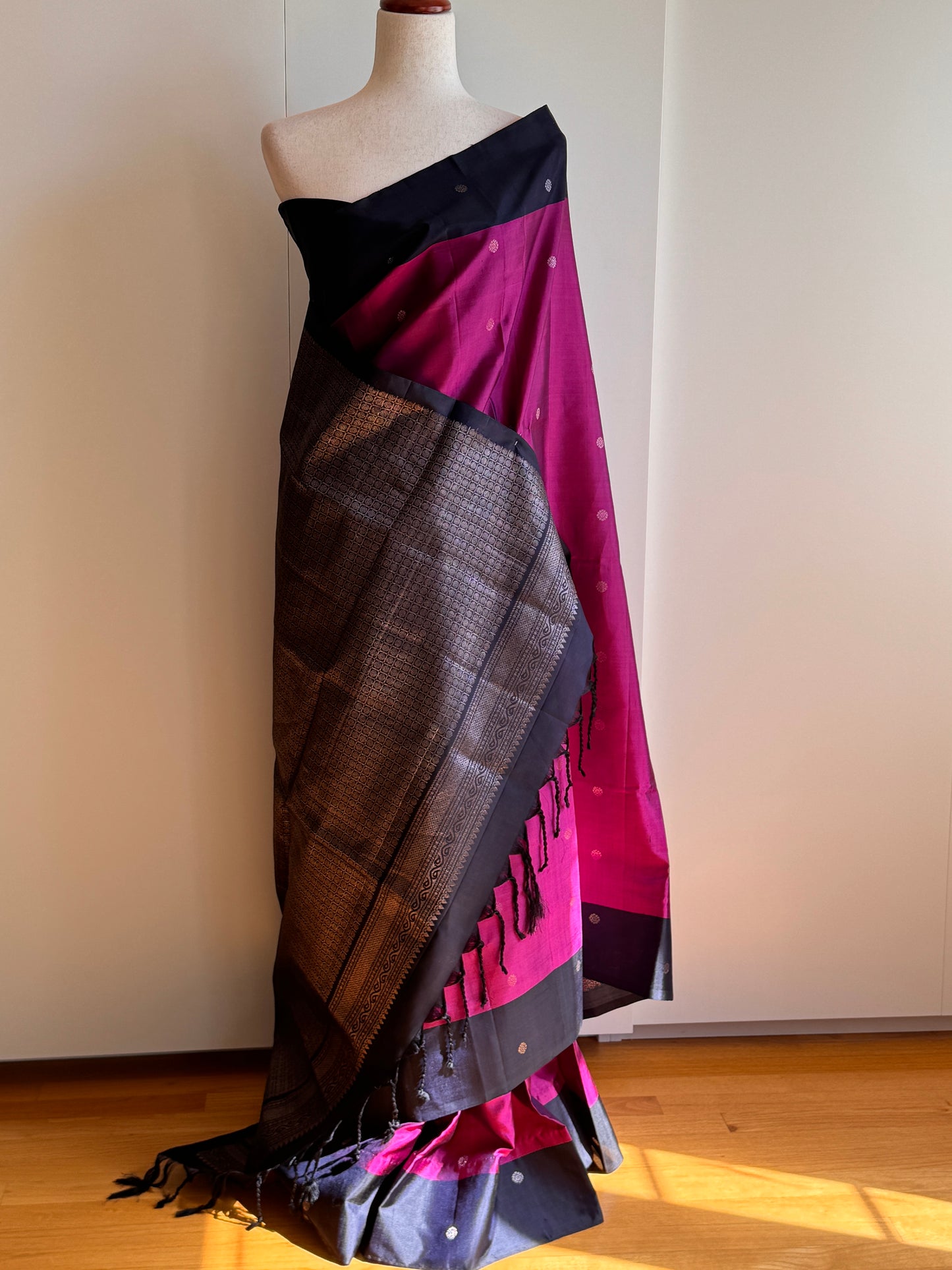 Dark Blue and Pink Soft Silk Saree