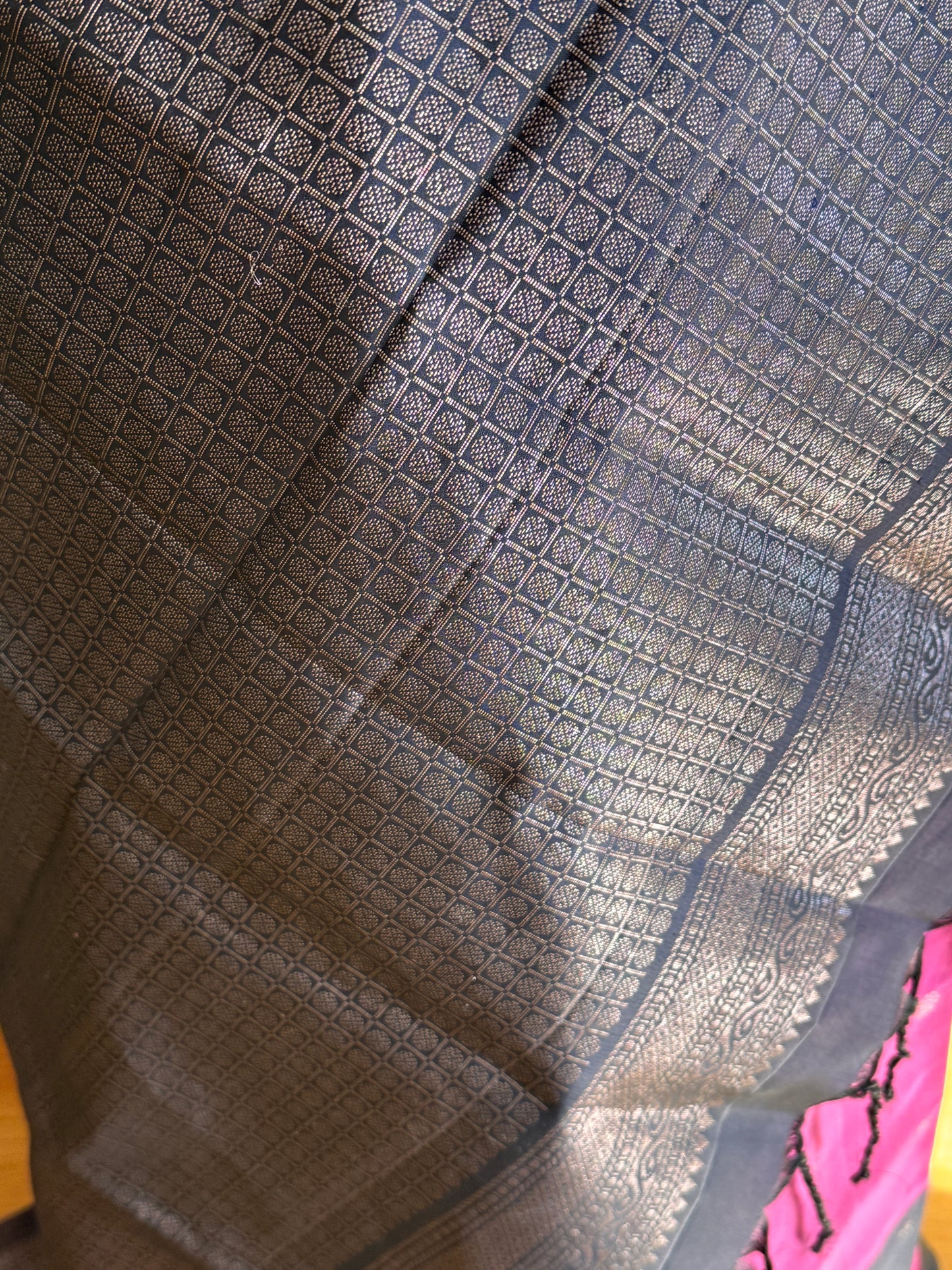 Dark Blue and Pink Soft Silk Saree