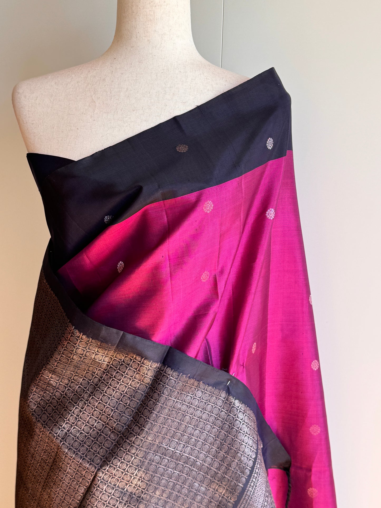 Dark Blue and Pink Soft Silk Saree