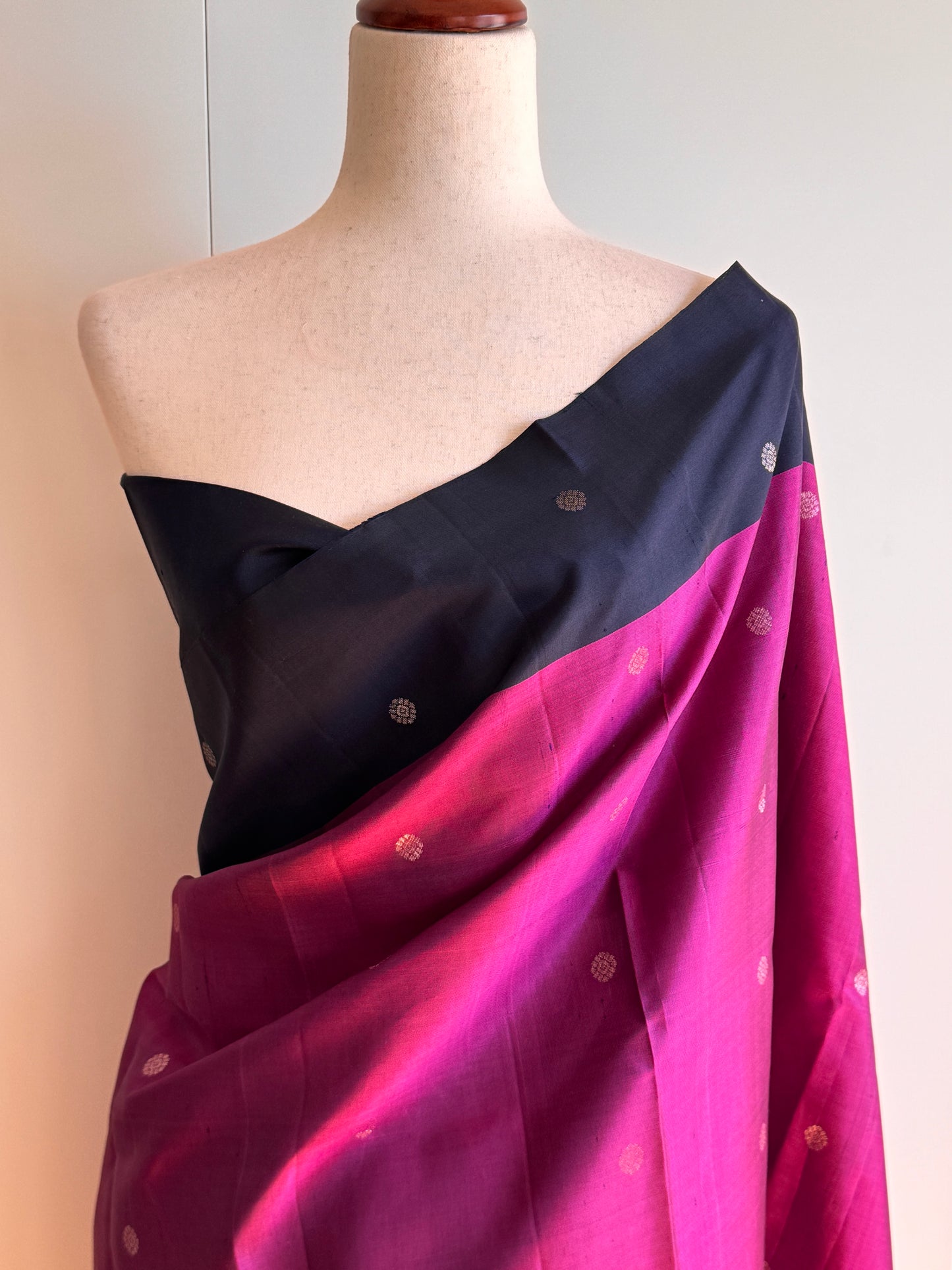 Dark Blue and Pink Soft Silk Saree