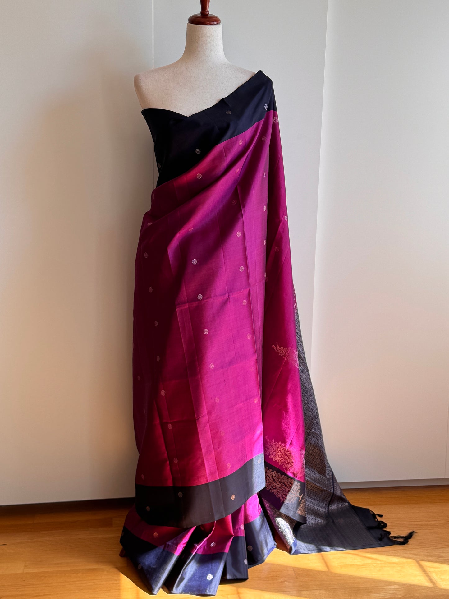Dark Blue and Pink Soft Silk Saree