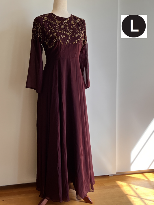 Deep Wine Faux Georgette Double Flair Umbrella Anarkali with Heavy Handwork