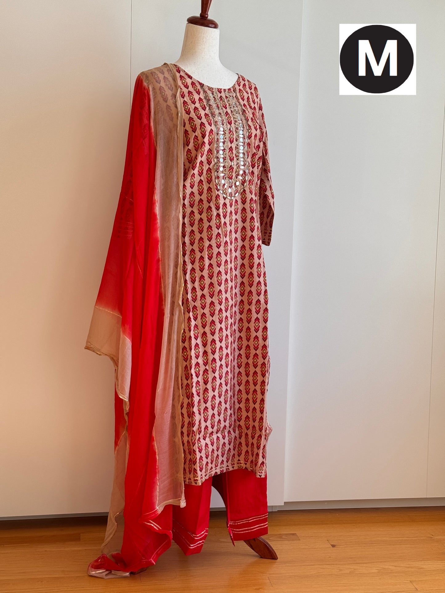 Red Printed Kurti Set