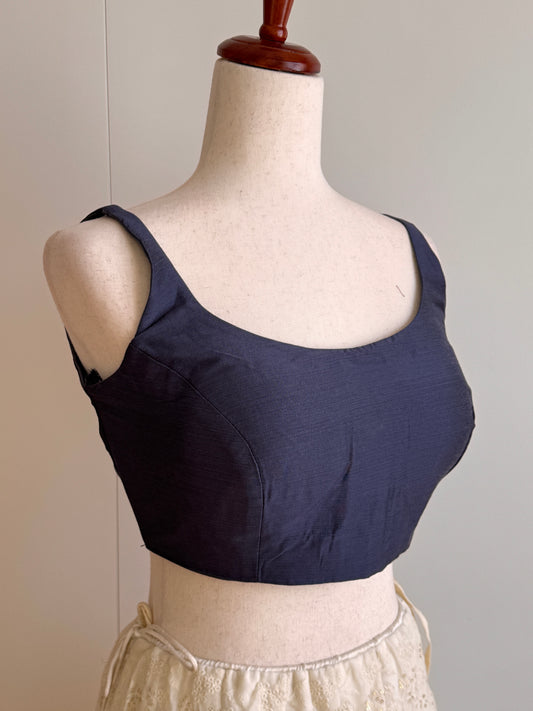 Grey Sleeveless art silk blouse