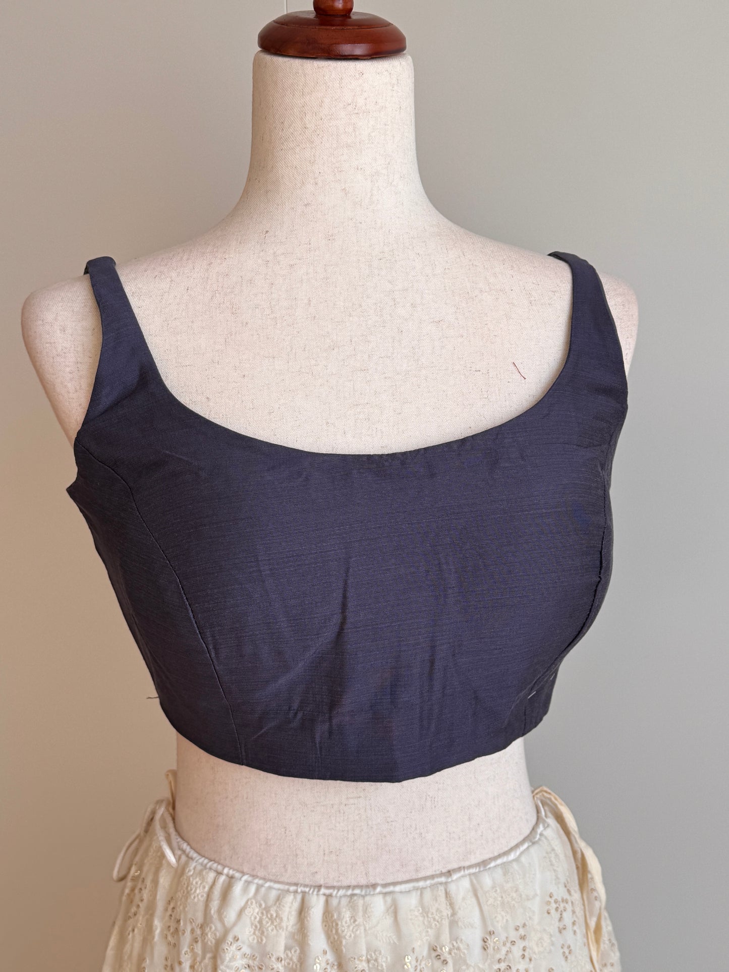 Grey Sleeveless art silk blouse