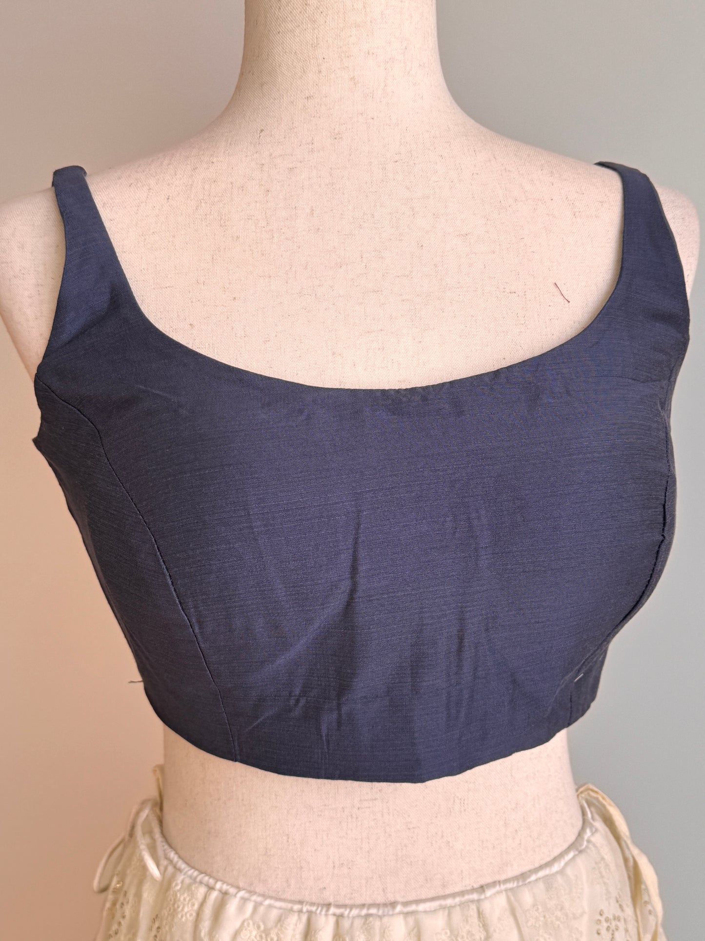 Grey Sleeveless art silk blouse