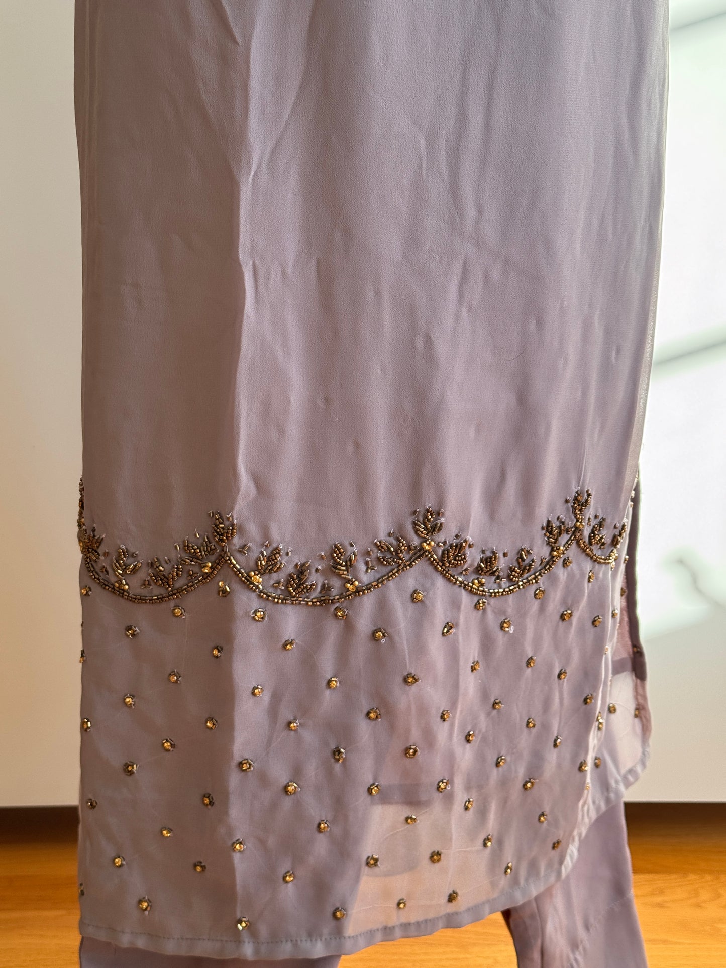 Lavender Georgette Salwar set with embroidery work