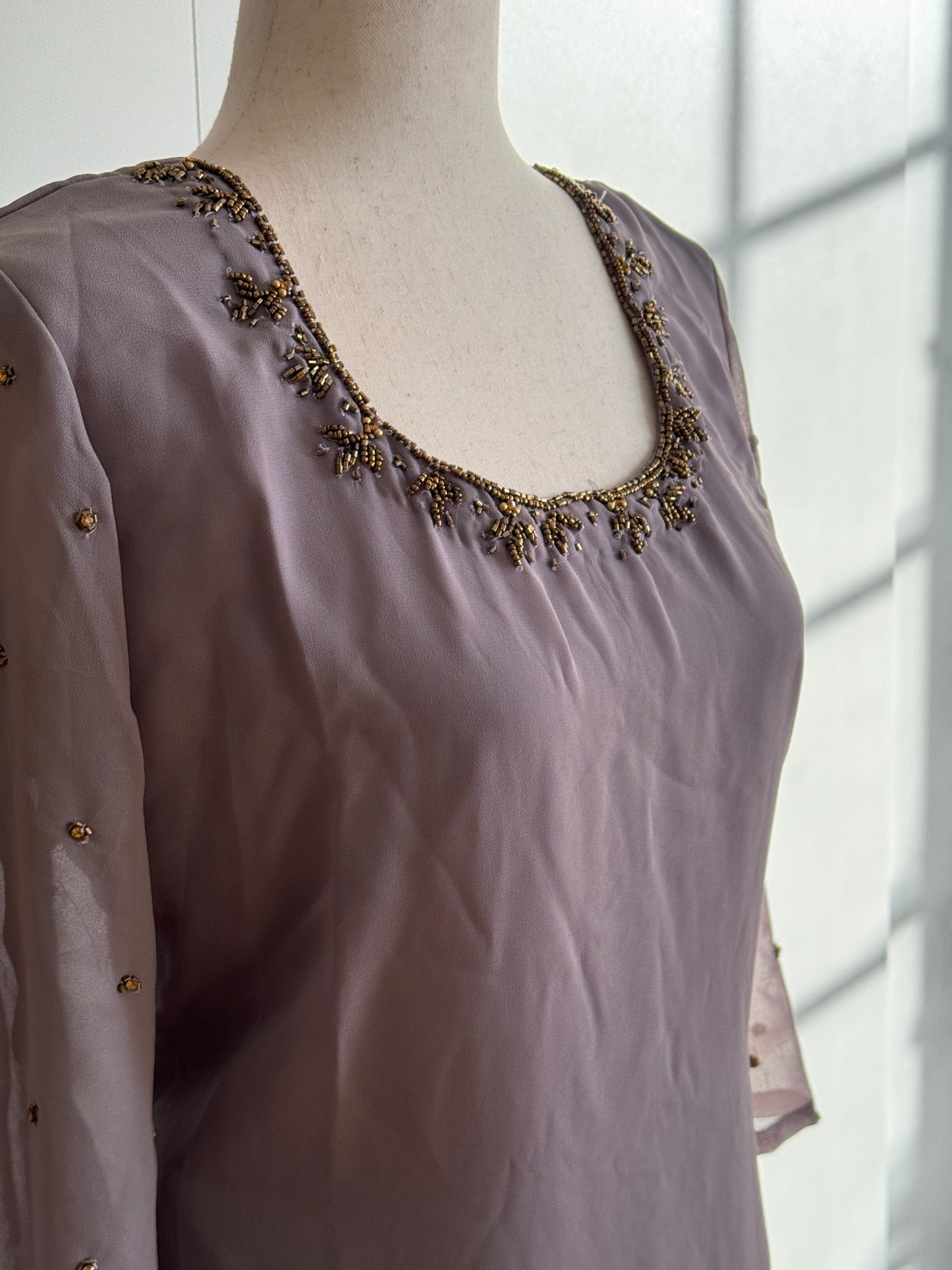Lavender Georgette Salwar set with embroidery work