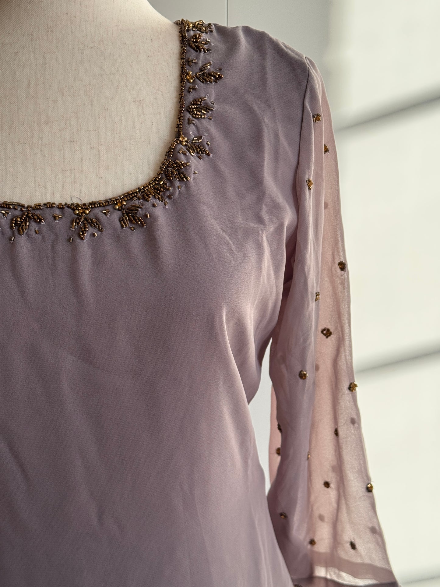 Lavender Georgette Salwar set with embroidery work