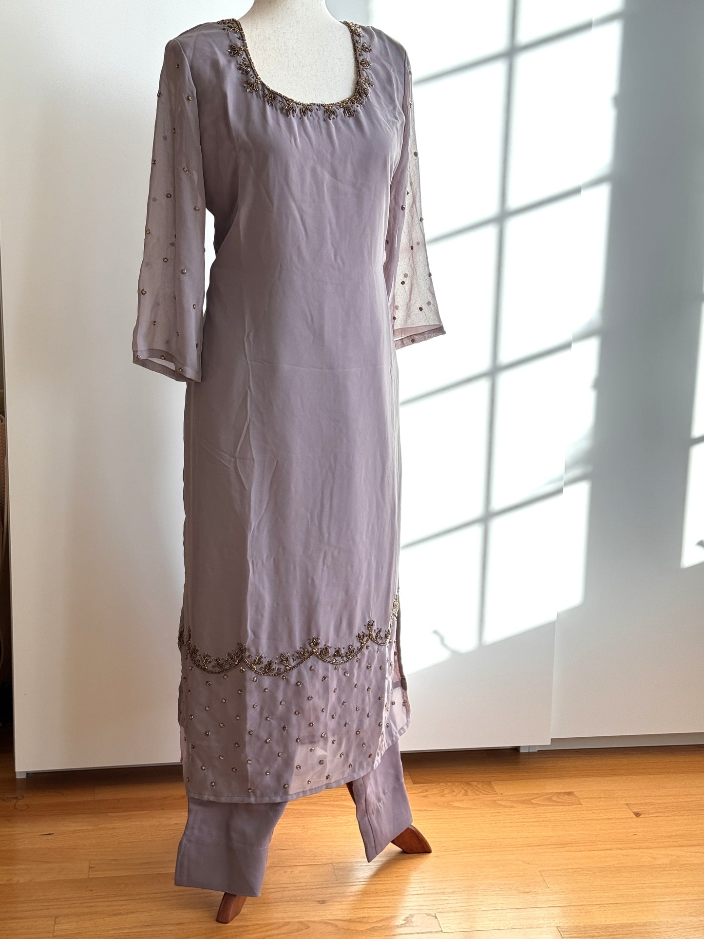 Lavender Georgette Salwar set with embroidery work
