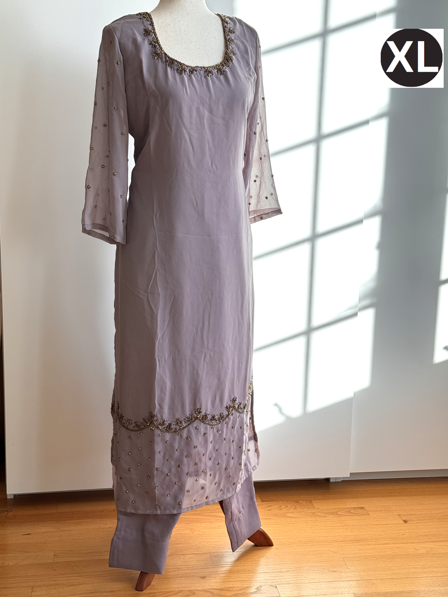 Lavender Georgette Salwar set with embroidery work