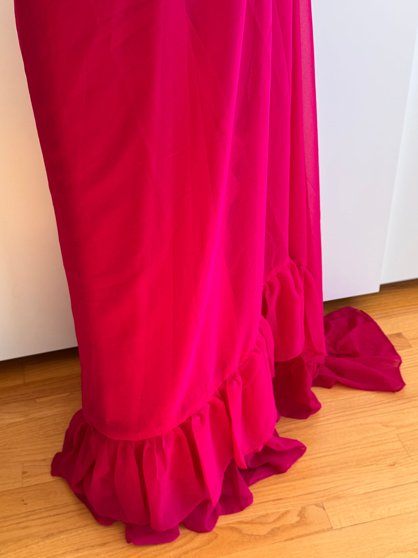 Pink Ruffle Saree Only