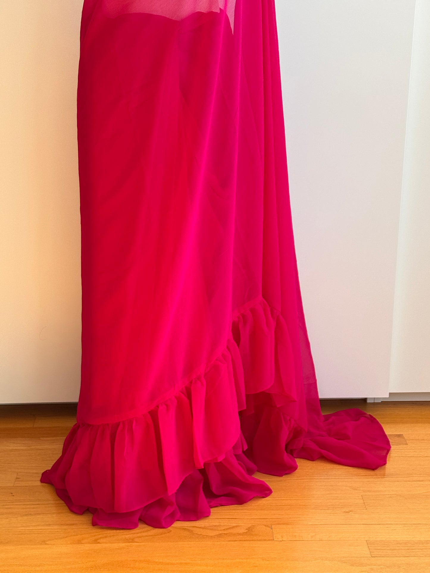 Pink Ruffle Saree Only