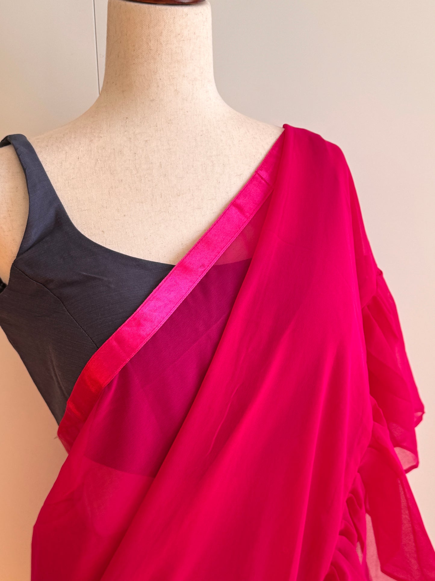 Pink Ruffle Saree Only