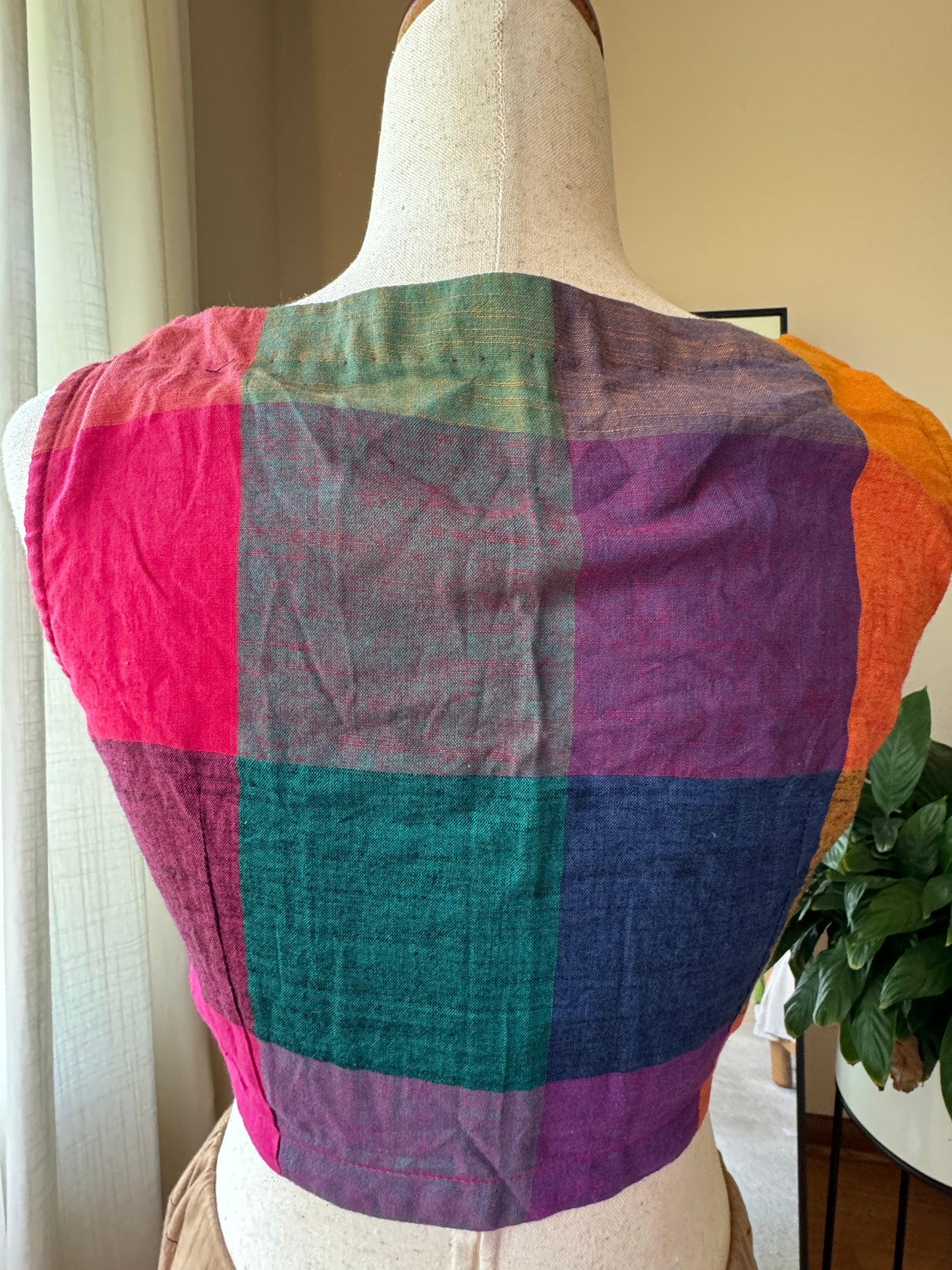 Multicolor cotton sleeveless blouse (Size- XL)